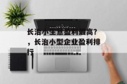 长治小生意盈利最高?,长治小型企业盈利排行 长治小生意盈利最高?,长治小型企业盈利排行