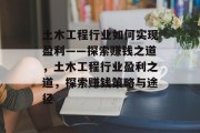 土木工程行业如何实现盈利——探索赚钱之道,土木工程行业盈利之道,探索赚钱策略与途径