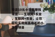投资10元小生意赚钱项目——互联网+农业,互联网+农业,让你轻松实现财富增长的小生意项目 投资10元小生意赚钱项目——互联网+农业,互联网+农业,让你轻松实现财富增长的小生意项目