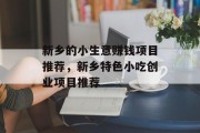 新乡的小生意赚钱项目推荐，新乡特色小吃创业项目推荐