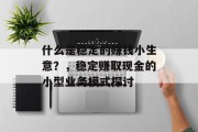 什么是稳定的赚钱小生意？，稳定赚取现金的小型业务模式探讨