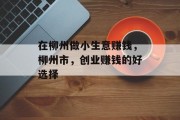在柳州做小生意赚钱,柳州市,创业赚钱的好选择 在柳州做小生意赚钱,柳州市,创业赚钱的好选择