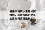 县级市场的小生意如何赚钱,县级市场的中小生意如何实现盈利?