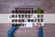 湖南长沙创业之路,哪些小生意可选?,长沙创业指南,哪些小生意值得尝试? 湖南长沙创业之路,哪些小生意可选?,长沙创业指南,哪些小生意值得尝试?