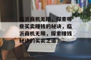 临沂商机无限,探索哪些买卖赚钱的秘诀,临沂商机无限,探索赚钱秘诀的买卖之道 临沂商机无限,探索哪些买卖赚钱的秘诀,临沂商机无限,探索赚钱秘诀的买卖之道