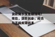 贷款做小生意赚钱吗?现在,贷款创业,成功与否的关键因素