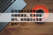 在菏泽做小生意赚钱的攻略和建议，菏泽创业技巧，如何通过小生意盈利?