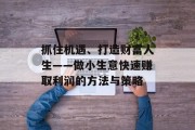 抓住机遇、打造财富人生——做小生意快速赚取利润的方法与策略