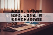 山里创业,探索多种赚钱途径,山里创业,探索多元盈利途径的探索之旅