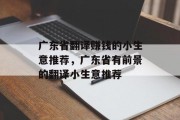 广东省翻译赚钱的小生意推荐,广东省有前景的翻译小生意推荐