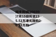 顺丰同城(09699)7月15日斥资235.52万港元回购20.98万股
