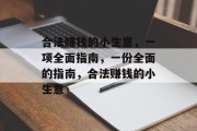 合法赚钱的小生意,一项全面指南,一份全面的指南,合法赚钱的小生意