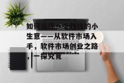 如何选择一个赚钱的小生意——从软件市场入手,软件市场创业之路,一探究竟
