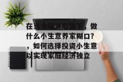 在当今经济形势下,做什么小生意养家糊口?,如何选择投资小生意以实现家庭经济独立 在当今经济形势下,做什么小生意养家糊口?,如何选择投资小生意以实现家庭经济独立