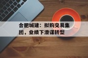 合肥城建:拟购交易集团,业绩下滑谋转型 合肥城建:拟购交易集团,业绩下滑谋转型