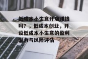 低成本小生意开店赚钱吗?,低成本创业,开设低成本小生意的盈利潜力与风险评估 低成本小生意开店赚钱吗?,低成本创业,开设低成本小生意的盈利潜力与风险评估