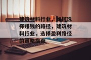 建筑材料行业，如何选择赚钱的路径，建筑材料行业，选择盈利路径的策略指南