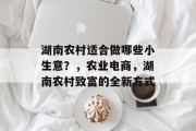 湖南农村适合做哪些小生意?,农业电商,湖南农村致富的全新方式 湖南农村适合做哪些小生意?,农业电商,湖南农村致富的全新方式