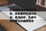 在县城中寻找赚钱的买卖,创业者的机遇与挑战,县城创业,机遇与挑战并存的钱途探索 在县城中寻找赚钱的买卖,创业者的机遇与挑战,县城创业,机遇与挑战并存的钱途探索