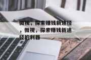 微视,探索赚钱新途径,微视,探索赚钱新途径的利器