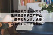 探寻盈利之道——如何选择高盈利的工厂产业，探寻盈利之道，选择高盈利的工厂产业策略