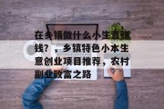 在乡镇做什么小生意赚钱?,乡镇特色小本生意创业项目推荐,农村副业致富之路 在乡镇做什么小生意赚钱?,乡镇特色小本生意创业项目推荐,农村副业致富之路