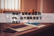 异动!复牌暴涨超200%,这只港股发生了什么? 异动!复牌暴涨超200%,这只港股发生了什么?