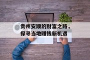 贵州安顺的财富之路,探寻当地赚钱新机遇 贵州安顺的财富之路,探寻当地赚钱新机遇