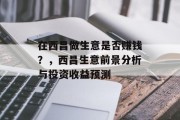 在西昌做生意是否赚钱?,西昌生意前景分析与投资收益预测