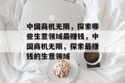 中国商机无限，探索哪些生意领域最赚钱，中国商机无限，探索最赚钱的生意领域