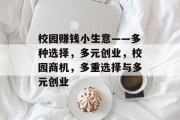 校园赚钱小生意——多种选择,多元创业,校园商机,多重选择与多元创业 校园赚钱小生意——多种选择,多元创业,校园商机,多重选择与多元创业
