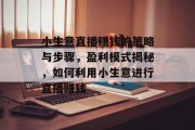 小生意直播赚钱的策略与步骤，盈利模式揭秘，如何利用小生意进行直播赚钱