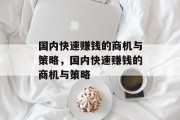 国内快速赚钱的商机与策略,国内快速赚钱的商机与策略 国内快速赚钱的商机与策略,国内快速赚钱的商机与策略
