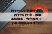 西平什么生意最赚钱?,西平热门生意,根据市场需求,为您推荐几个适合的投资项目