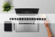 子账号在哪里设置权限在哪里进去