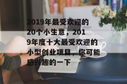 2019年最受欢迎的20个小生意,2019年度十大最受欢迎的小型创业项目,你可能感兴趣的一下 2019年最受欢迎的20个小生意,2019年度十大最受欢迎的小型创业项目,你可能感兴趣的一下