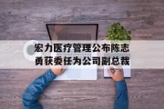 宏力医疗管理公布陈志勇获委任为公司副总裁 宏力医疗管理公布陈志勇获委任为公司副总裁