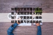 如何在宁夏开展创业项目,实现经济收入的增加?,宁夏创业,推动经济发展与创造就业机会 如何在宁夏开展创业项目,实现经济收入的增加?,宁夏创业,推动经济发展与创造就业机会
