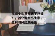 海南小生意赚钱不挣钱?,创业海南小生意,盈利与风险的平衡 海南小生意赚钱不挣钱?,创业海南小生意,盈利与风险的平衡