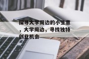 探寻大学周边的小生意,大学周边,寻找独特创业机会 探寻大学周边的小生意,大学周边,寻找独特创业机会