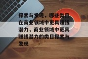 探索与发现，哪些类目在商业领域中更具赚钱潜力，商业领域中更具赚钱潜力的类目探索与发现