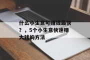 什么小生意可赚钱最快?,5个小生意快速赚大钱的方法 什么小生意可赚钱最快?,5个小生意快速赚大钱的方法