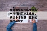 找寻那些在市场中赚取丰厚利润的小本生意,投资小本生意,盈利的秘密与技巧 找寻那些在市场中赚取丰厚利润的小本生意,投资小本生意,盈利的秘密与技巧