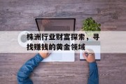 株洲行业财富探索，寻找赚钱的黄金领域
