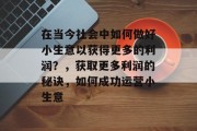 在当今社会中如何做好小生意以获得更多的利润?,获取更多利润的秘诀,如何成功运营小生意 在当今社会中如何做好小生意以获得更多的利润?,获取更多利润的秘诀,如何成功运营小生意