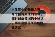 小生意中的赚钱之道，几个值得关注的领域，探讨创业领域的小秘诀，哪些是值得关注的赚钱方式