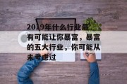2019年什么行业最有可能让你暴富,暴富的五大行业,你可能从未考虑过 2019年什么行业最有可能让你暴富,暴富的五大行业,你可能从未考虑过