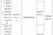 安盛天平咸阳中心支公司被罚22.6万元:因编制虚假财务资料
