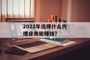 2022年选择什么代理业务能赚钱?