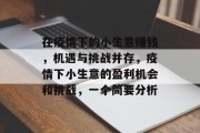 在疫情下的小生意赚钱,机遇与挑战并存,疫情下小生意的盈利机会和挑战,一个简要分析 在疫情下的小生意赚钱,机遇与挑战并存,疫情下小生意的盈利机会和挑战,一个简要分析